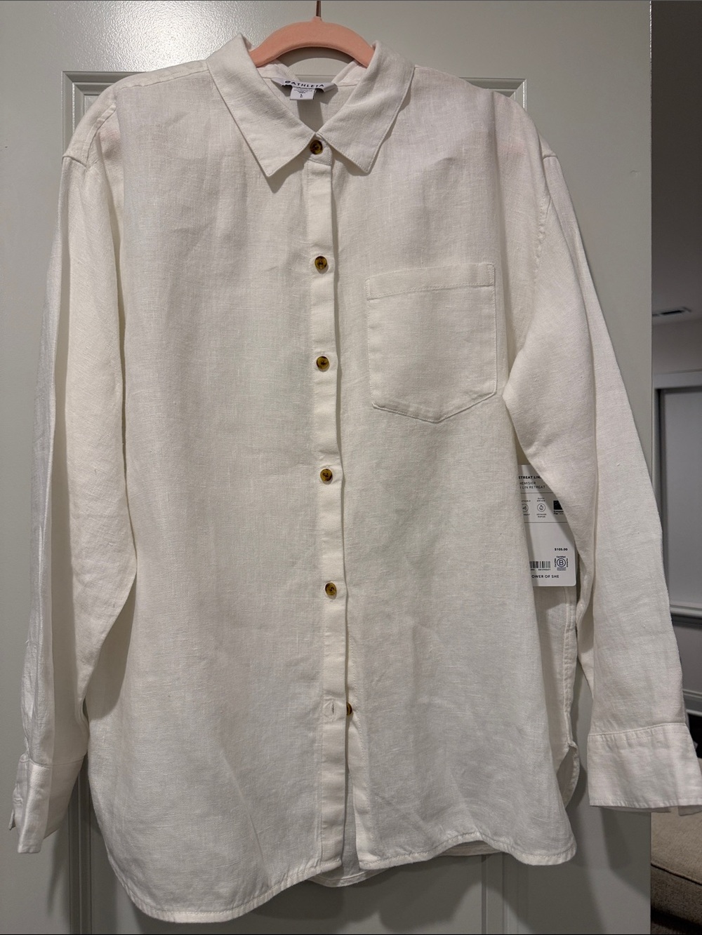 Athleta white Button-Down Linen Shirt
